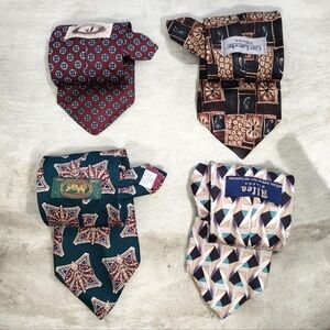 Guy Laroche brown tie lots Of 4 Ties 100% Silk Made in U.S.A